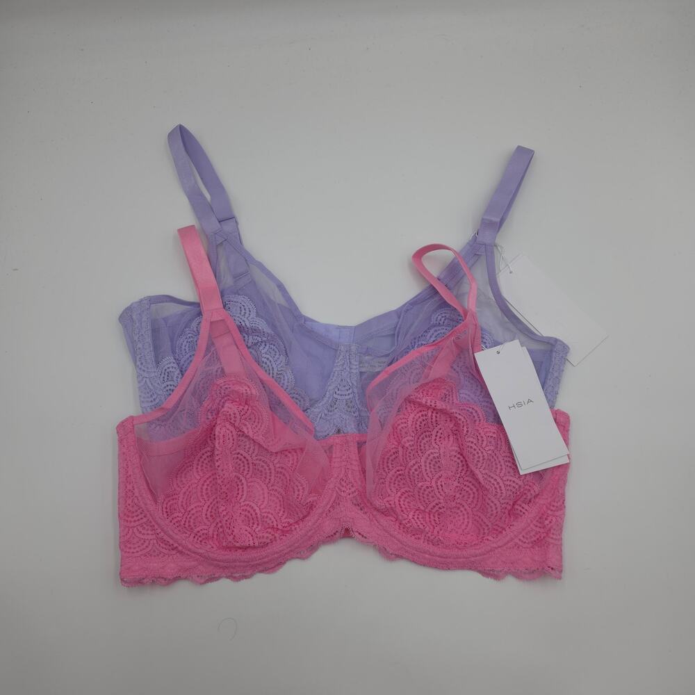 HSIA Bundle of Two Mermaid Scales Lace Unlined Bra Purple Pink Size 44C